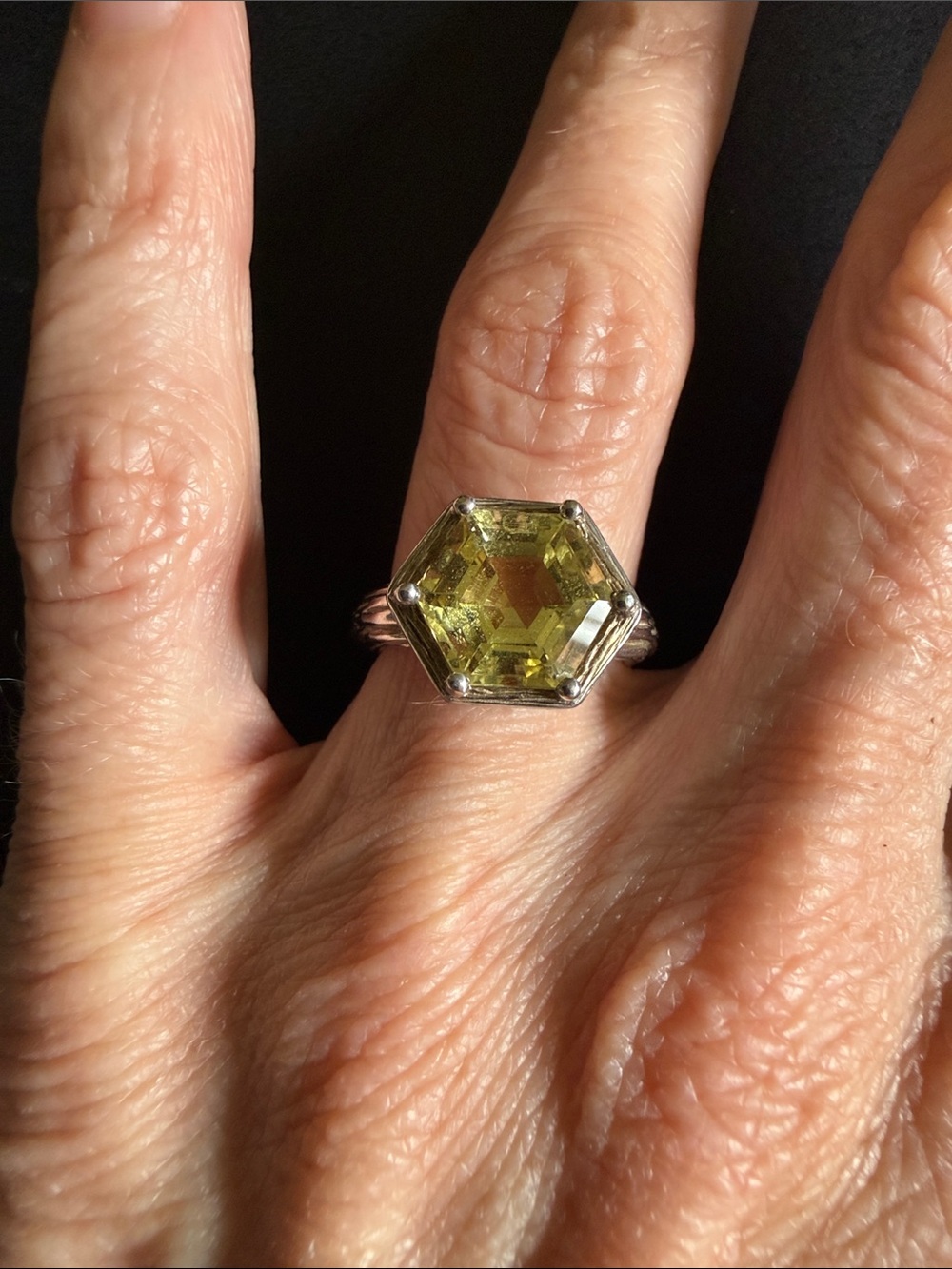 Sterling Silver Ring Marked 925 PZ Israel - Silver Paz lemon quartz